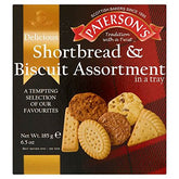 Paterson's Shortbread & Biscuit Assortment in a Tray 185g (Pack of 12 x 185g)